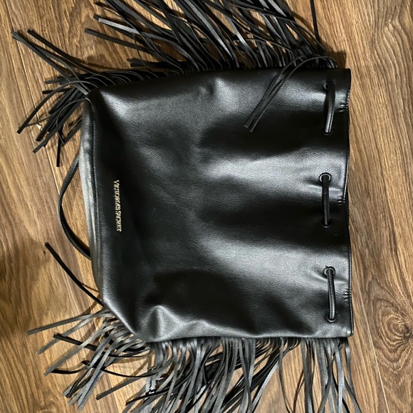 Victoria Secret Leather Fringe Drawstring Bag - Picture 3 of 3